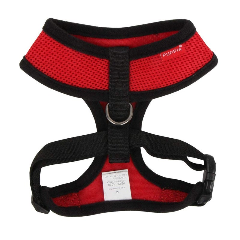 Puppia Soft Dog Harness No Choke Over-The-Head Triple Layered Breathable Mesh Adjustable Chest Belt and Quick-Release Buckle, Red, X-Small - Image 2